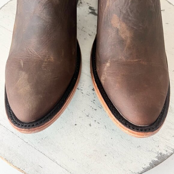 Lane Plain Jane Mule Womens 7.5 Brown Leather Cowboy Boots Short Western Cowgirl - Picture 6 of 13